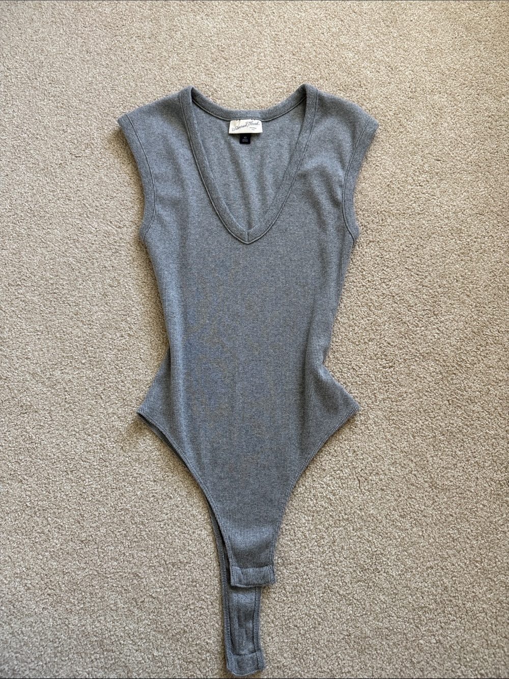 Universal Thread Heather Gray Ribbed V‑Neck Bodysuit